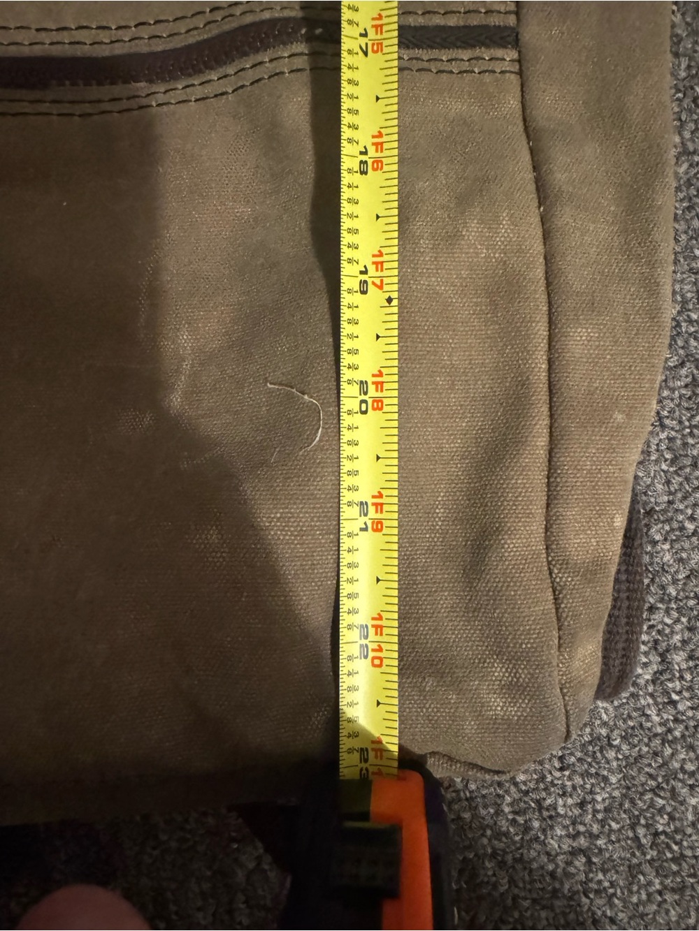 Vintage Canvas Roll-Top Backpack in Tan with Dark Brown Straps - Picture 4 of 5